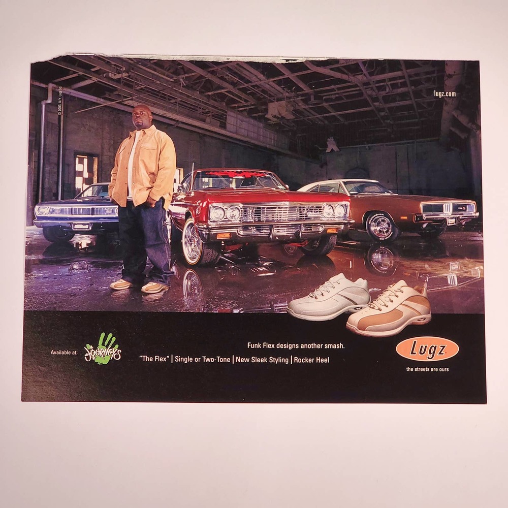 LUGZ "The Flex" ft. Funkmaster Flex Vintage Print Ad 2003 Maxim Magazine 8.5x11"